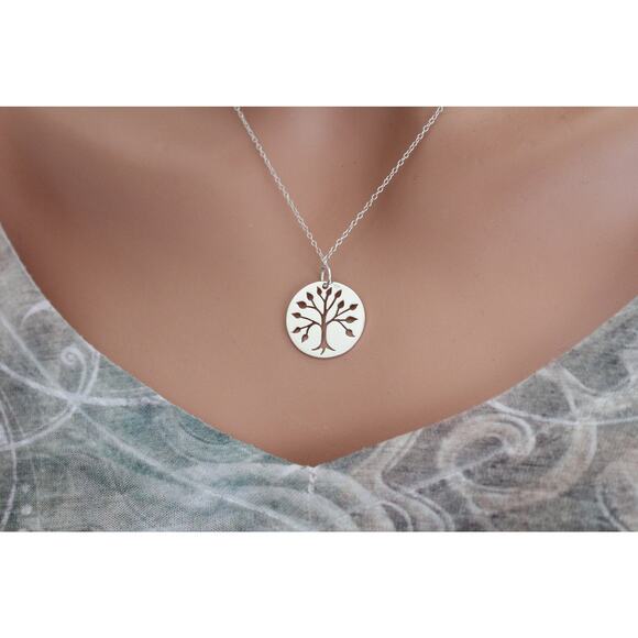 Sterling Silver Openwork Tree of Life Charm Necklace - Picture 4 of 4